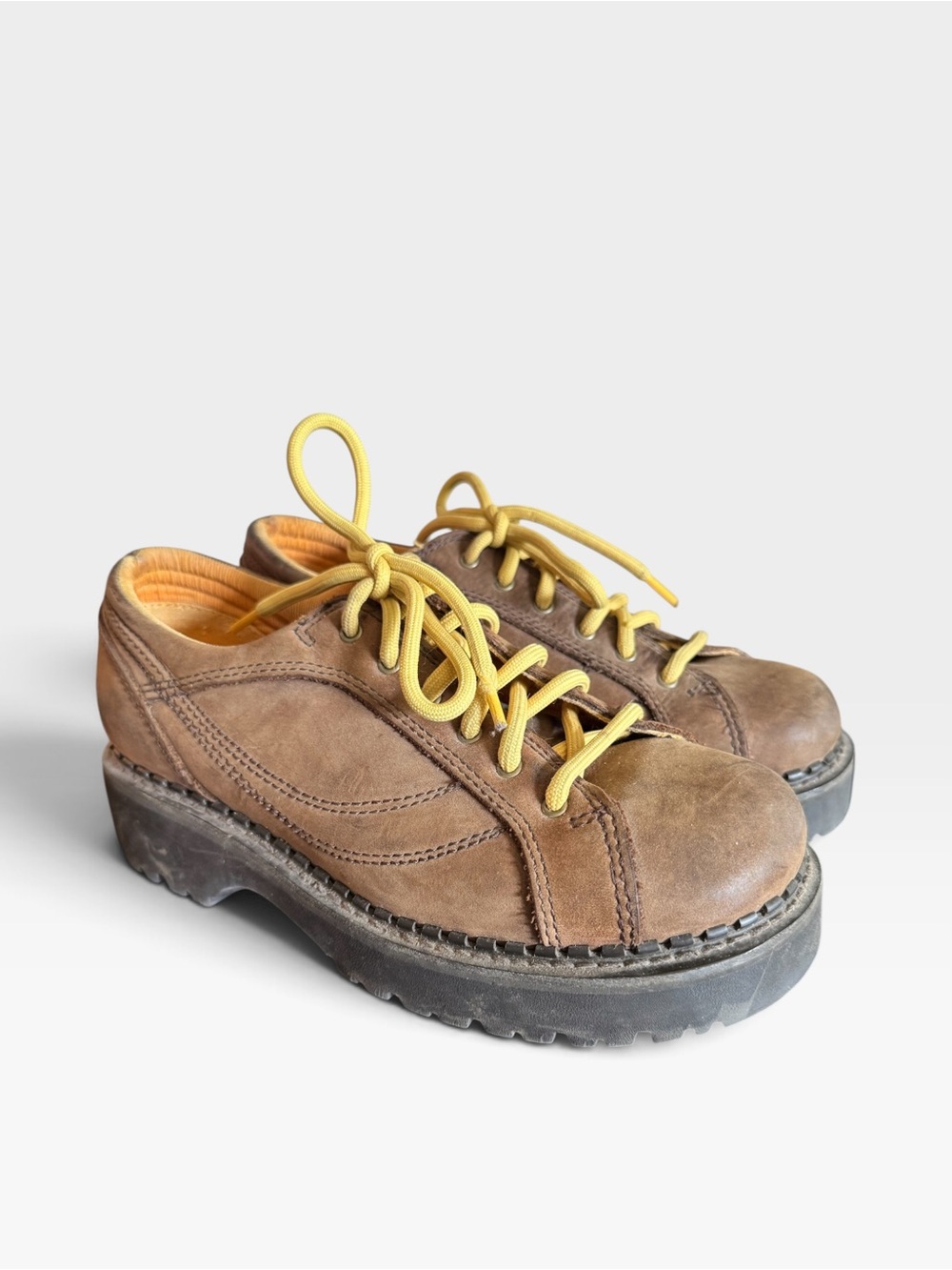 American Eagle Outfitters Brown Suede Lace-Up Platforms with Yellow Laces